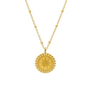 New 18k Gold Sun Pendant Necklace
